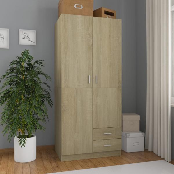 vidaXL Kleiderschrank Sonoma-Eiche 80x52x180 cm Holzwerkstoff 800642