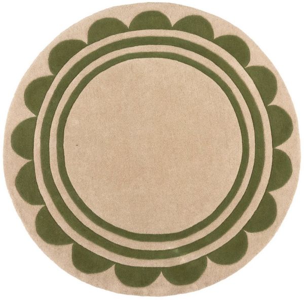 KADIMA DESIGN Wollteppich WENSUM Wohnzimmerteppich Naturfaser weich edel 120x120 Grün-Beige, Rund, Höhe: 11 mm, 100% Wolle, 7 mm Kurzflor, fußbodenheizungsgeeignet, hochwertig