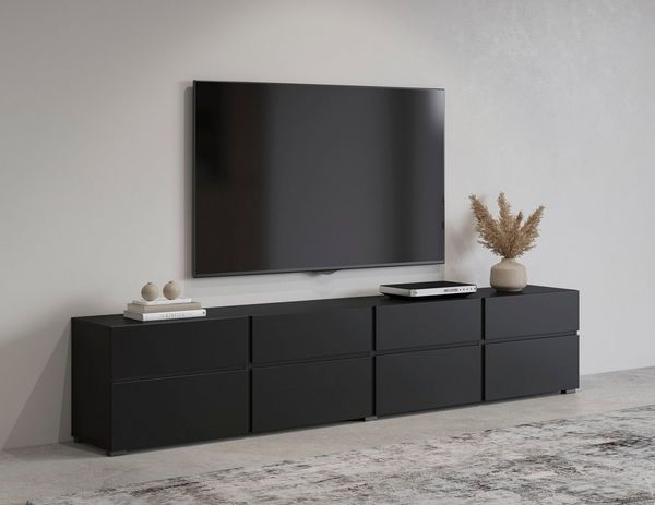 OTTO home Lowboard Cross,Breite 225 cm, moderne grifflose TV-Kommode, Breite 225 cm, TV-Schrank mit viel Stauraum, TV-Board
