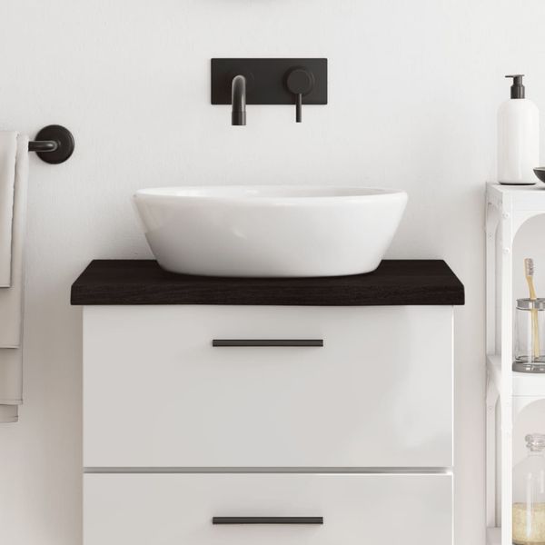 vidaXL Waschtischplatte Dunkelbraun 60x50x(2-4)cm Massivholz Behandelt 3156204