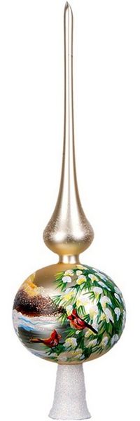 IMPULS Christbaumspitze, Christbaumspitze Glas mit Winterlandschaft Motiv 35cm champagner