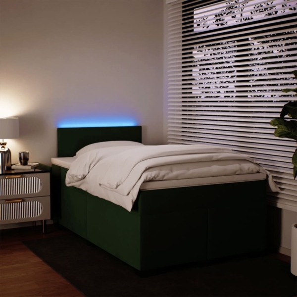 vidaXL Boxspringbett mit Matratze Dunkelgrün 120x200 cm Samt 3288579 Bild 4