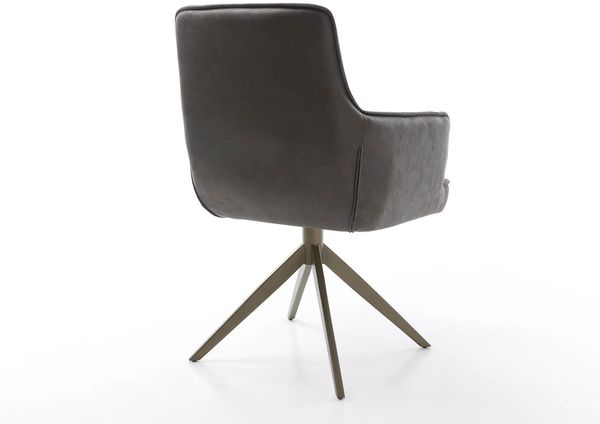 Drehstuhl Heira-Flex mit Armlehnen Mikrofaser Anthrazit Vintage Kreuzgestell breit Effektfinish Titan 360° drehbar Taschenfederkern Bild 5