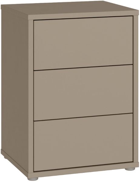 Forte Alice Springs Nachtschrank 50, modern-minimalistisch, 3 Schubladen, Schlafzimmer, Holzwerkstoff, Taupe, 49,8 cm breit x 68,7 cm hoch x 41,5 cm tief