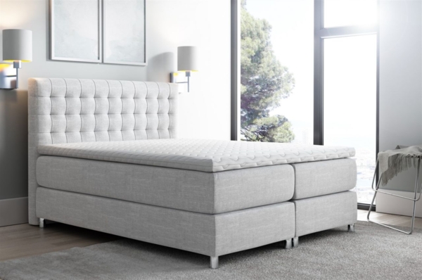 Boxspringbett BAROS Stoff Hellgrau 180x200 cm