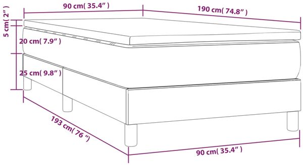 vidaXL Boxspringbett mit Matratze Dunkelgrau 90x190 cm Samt 3144304 Bild 10