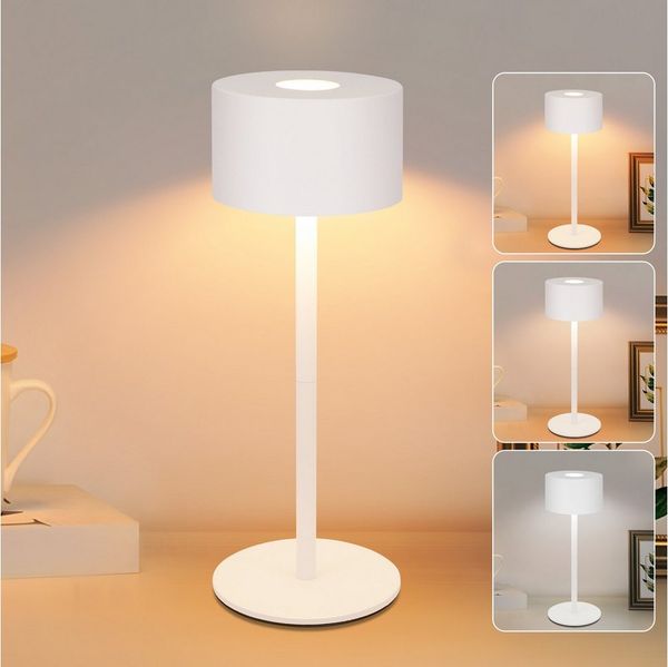 ZMH LED Tischleuchte LED Tischlampe Kabellos: Touch Dimmbar, 3000-6500, 3000-6500K, Tischleuchte mit 3 Farbtemperaturen Höhenverstellbar USB
