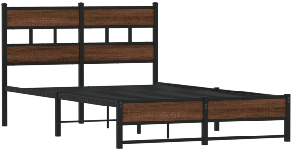 vidaXL Metallbett ohne Matratze Eichen-Optik 120x190 cm 4017323 Bild 2