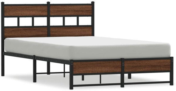 vidaXL Metallbett ohne Matratze Eichen-Optik 120x190 cm 4017323