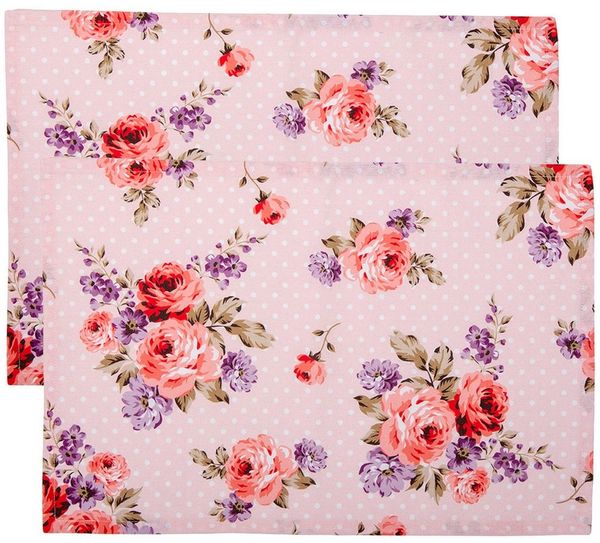 Clayre & Eef Platzset Dotty Rose, (Set, 2-St, 2-teilig), Tischsets Platzsets (2 Stück) Platzdeckchen ca. 48x33cm Baumwolle