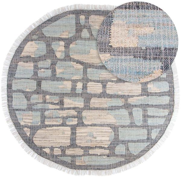 Juteteppich - Alistair 200 x 200 cm - blau - rund