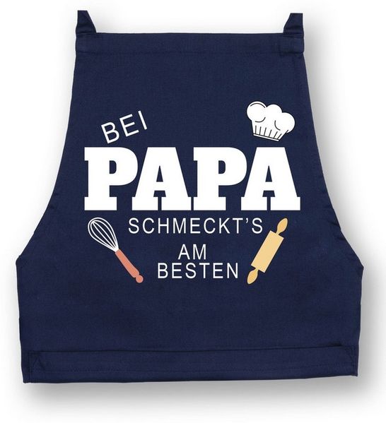 Youth Designz Grillschürze Herren Schürze Bei Papa Schmeckt es am besten Print Kochschürze, mit lustigem Spruch & Logo Aufdruck