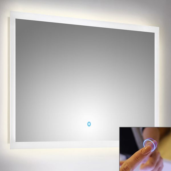 LED Spiegel 100cm mit Touch Bedienung B x H x T ca. : 100 x 60 x 3,2 cm