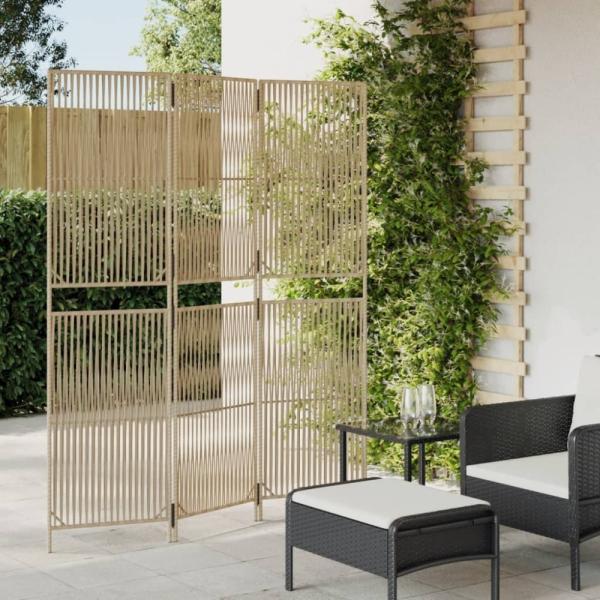 vidaXL Paravent 3-tlg. Beige Poly Rattan 365375