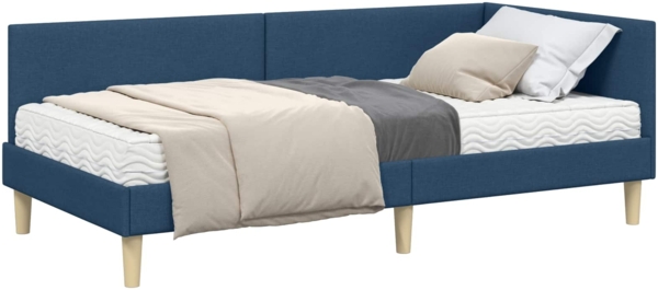 vidaXL Eckbettgestell mit Matratze Sonstiges 2 pcs Blau Stoff 3393756