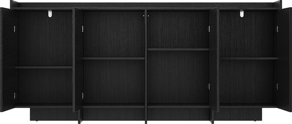 skølm 'Meili' Kommode Schwarz, mit 4 Push-to-Open Türen und 8 Fächern, Sideboard, 180x38x85 cm Bild 12