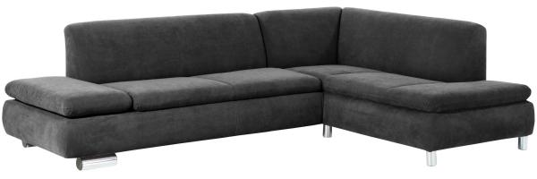 Ecksofa mit Ottomane rechts Kaye Bezug Veloursstoff Metallfuß verchromt / anthrazit 23100