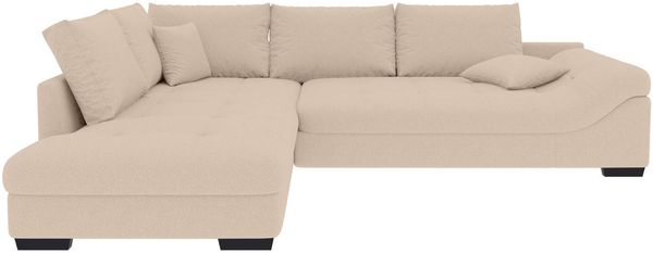 Couch Mykonos L Form in Samtstoff - Strukturstoff - beige - Links