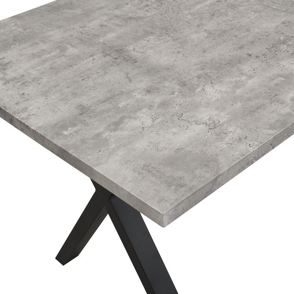 Tisch mit Kreuzbein-Gestell, marmorierter Spanplatte,vielseitig als Ess- oder Couchtisch einsetzbar,Grau-Schwarz Bild 7