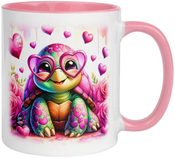 Momentals Tasse Schildkröte – „Schildkröte mit Herzbrille“ – Ich liebe Dich Geschenk, Gratis Versand · Links-&Rechtshänder · Spülmaschinenfest