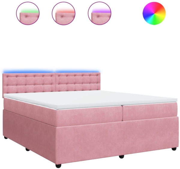 vidaXL Boxspringbett mit Matratze Rosa 200x200 cm Samt 3290147