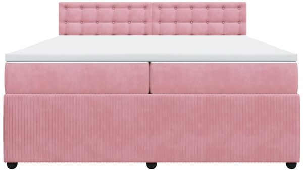 vidaXL Boxspringbett mit Matratze Rosa 200x200 cm Samt 3290147 Bild 6