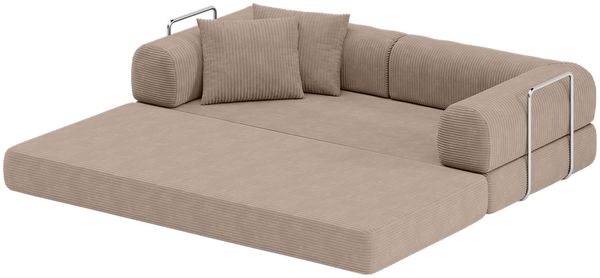 skølm 'Lofn' Modulares Sofa 2 Sitzer, 200x100 cm, Vollschaumcouch mit Metallgestell, Cord taupe, Schlafsofa vakuumverpackt, kein Aufbau erforderlich Bild 13
