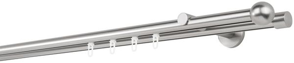 ondeco Gardinenstange Profil Wandabstand 12cm Ball, Ø 20 mm, 2 läufig-läufig, Wunschmaßlänge, Bohren, verschraubt
