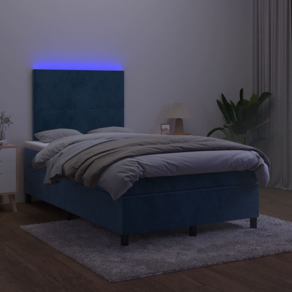 vidaXL Boxspringbett mit Matratze & LED Dunkelblau 120x190 cm Samt 3270303 Bild 3