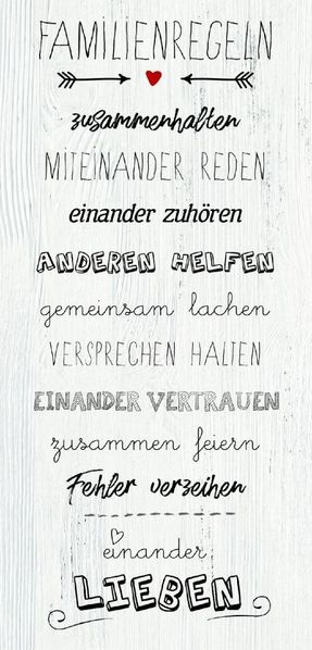 Deco-Block Bild - Familienregeln 60 x 29 cm