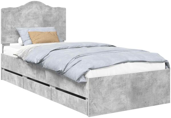 vidaXL Bettrahmen mit Schubladen Betongrau 90 x 200 cm Ingenieurs Holz 3413453 Bild 2