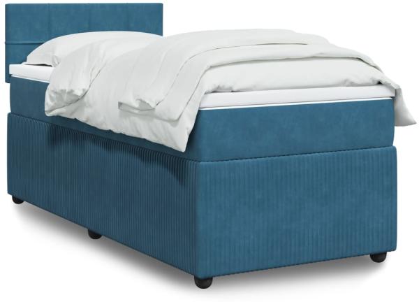 vidaXL Boxspringbett mit Matratze Blau 90x190 cm Samt 3289930