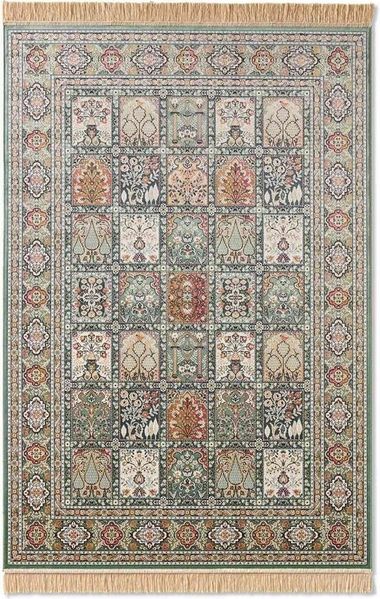 TaraCarpet Teppich Palazzo Royal Vintage Felder Moud, rechteckig, Höhe: 6 mm, Felder Seiden Optik grün Wohnzimmer Schlafzimmer Esszimmer 95x140