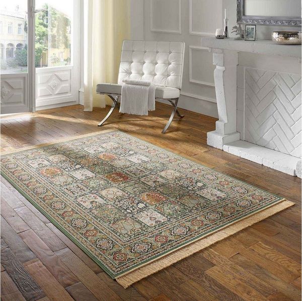 TaraCarpet Teppich Palazzo Royal Vintage Felder Moud, rechteckig, Höhe: 6 mm, Felder Seiden Optik grün Wohnzimmer Schlafzimmer Esszimmer 95x140