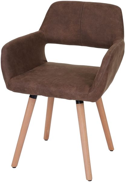 Esszimmerstuhl HWC-A50 II, Stuhl Küchenstuhl, Retro 50er Jahre Design ~ Textil, vintage braun, helle Beine