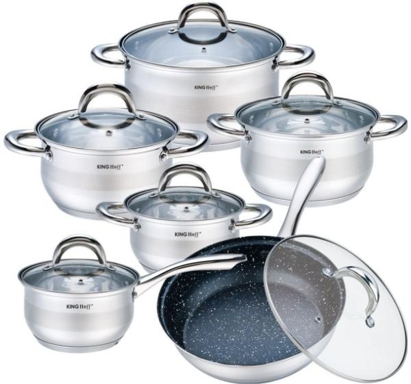 Kinghoff Kinghoff Töpfe Silver Marble 12 Stück KH1098