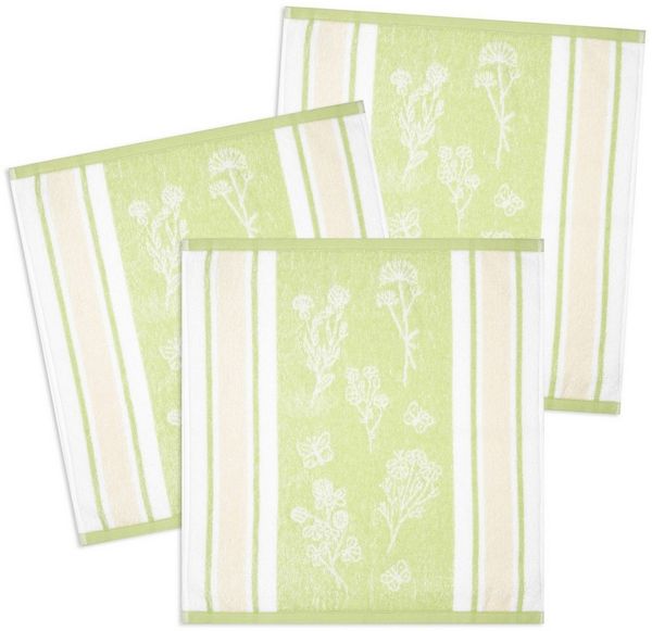 Kracht Geschirrtuch Wildblumen, (Set, 3-tlg, 3-teilig), 3er Pack Frottee Küchenhandtücher (3 Stück) ca. 50x50cm Baumwolle