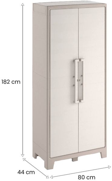 Dmora Gartenschrank Grimsby, Gartenmöbel, Mehrzweck-Gartenschrank, Container für Balkon oder Garage, Made in Italy, 80x44 h182 cm, Sand Bild 3