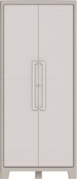 Dmora Gartenschrank Grimsby, Gartenmöbel, Mehrzweck-Gartenschrank, Container für Balkon oder Garage, Made in Italy, 80x44 h182 cm, Sand Bild 5