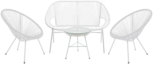Vente-unique - ALIOS Gartensitzgruppe HarzGlas Weiß - B 52 cm50 cm82 cm x H 80 cm50 cm83,5 cm x L 115 cm50 cm72 cm