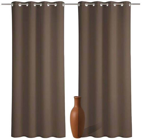 2er Set Ösenvorhang Voile 245 cm braun transparent - Farbe: Braun