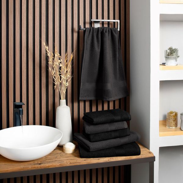 OTTO home Handtuch Set Anna, 2 Duschtücher 70x140, 4 Handtücher 50x100, Walkfrottee (Set, 6-St), Handtuch-Set, gestreifte Bordüre, weich, 100% Baumwolle, zweifarbig