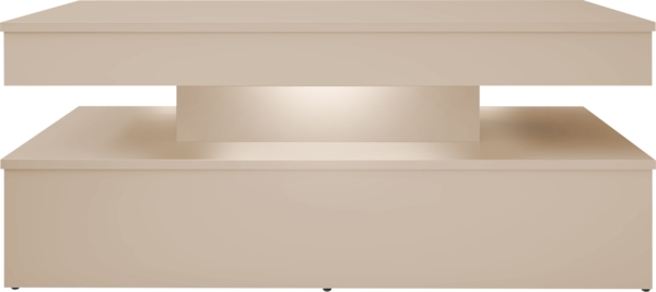 Mirjan24 Couchtisch Glossa Bis mit LED_Beleuchtung, Laminatplatte Wüstensand, 120 x 50 x 55 cm