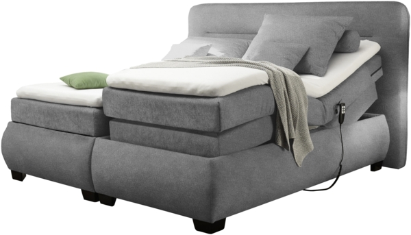 Boxspringbett >EVOLUTION< Liegefläche 160x200cm, Motor, Bezug dark grey - 190x122x220 (BxHxT)