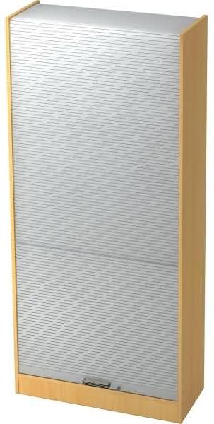 Rollladenschrank 90cm, 5OH SG Buche / Silber