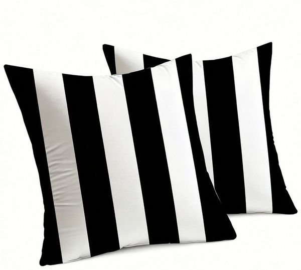 Agger Kissenbezüge Dekorativer,wasserfester Kissenbezug für den Außenbereich (gestreift), 2er-Set (45 x 45 cm)–Geeignet für Terrassen, Zelte, Balkone und Sofas