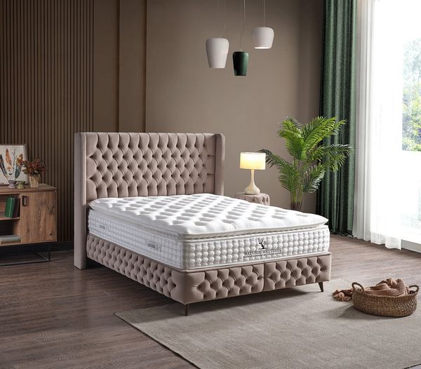 Villa Möbel Boxspringbett Daisy (Bett (ohne Matratze), Liegefläche 180x200), Bettkasten mit XXL Stauraum und Gasdruckfedern für einfache Handhabung