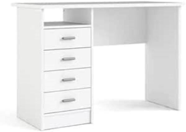 Dmora - Schreibtisch Rachel, Mehrzweckschreibtisch, B?rotisch f?r PC, Eckschreibtisch, 110x45 h76 cm, Wei?