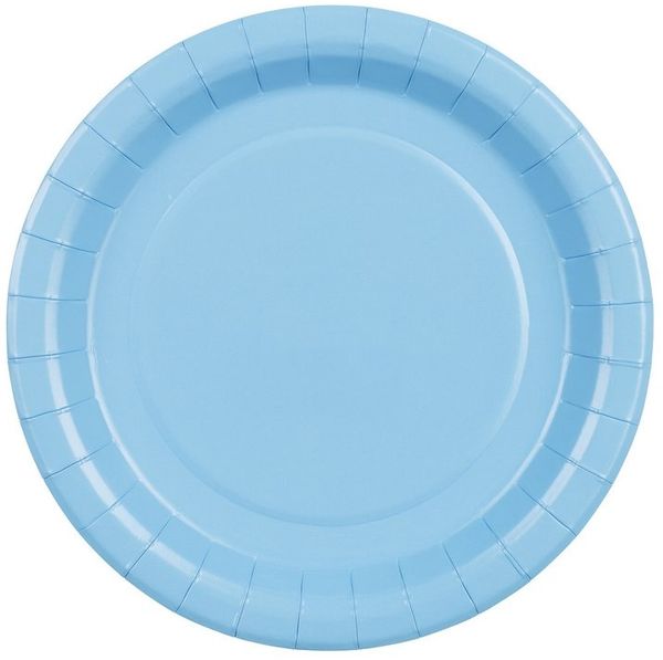 partydeco Teller, Pappteller 18cm 6er Set Hellblau