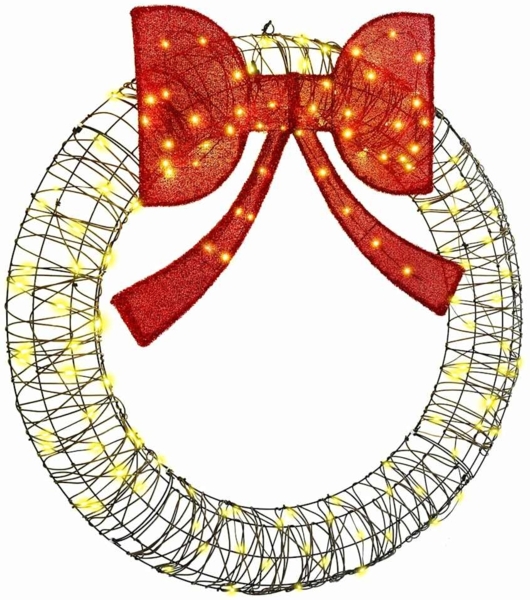 vidaXL Kranz mit 150 LEDs Warmweiß 120 cm Rattan 42019141